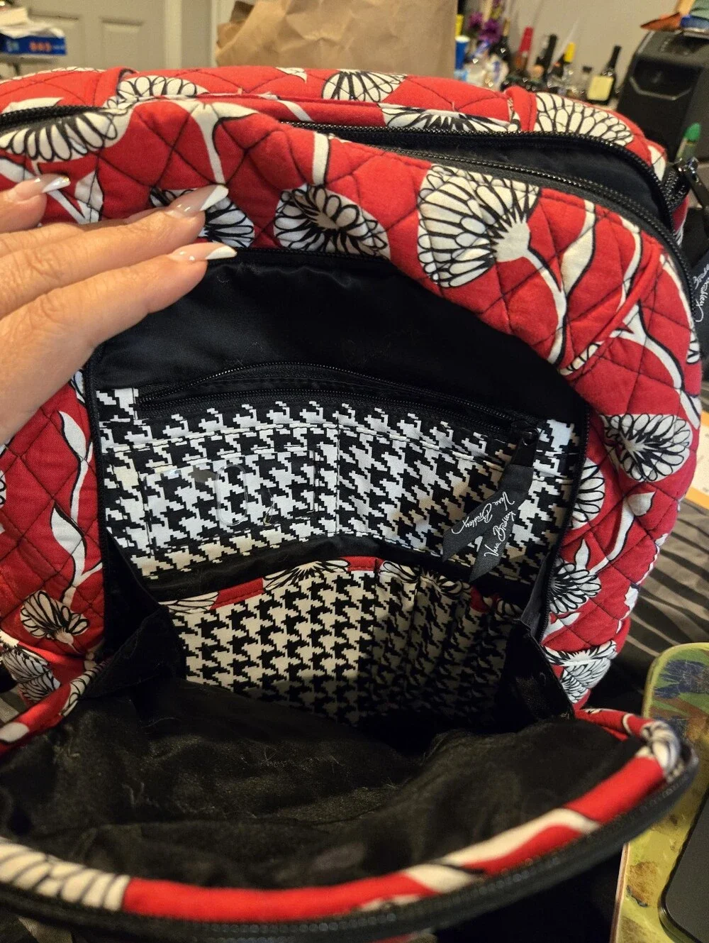 Vera Bradley Red Floral Quilted Backpack
